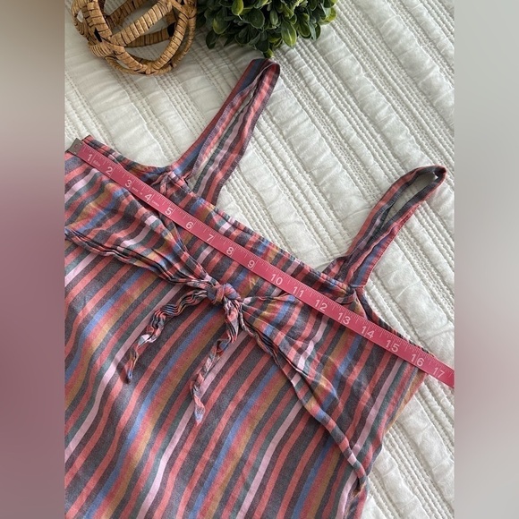 Madewell Tie Front Cami Top in Rainbow Stripe Size 4 - Picture 6 of 12